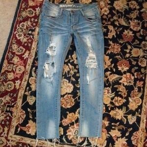 MACHINE- Distressed Low Rise Skinny Jeans Size Juniors 5